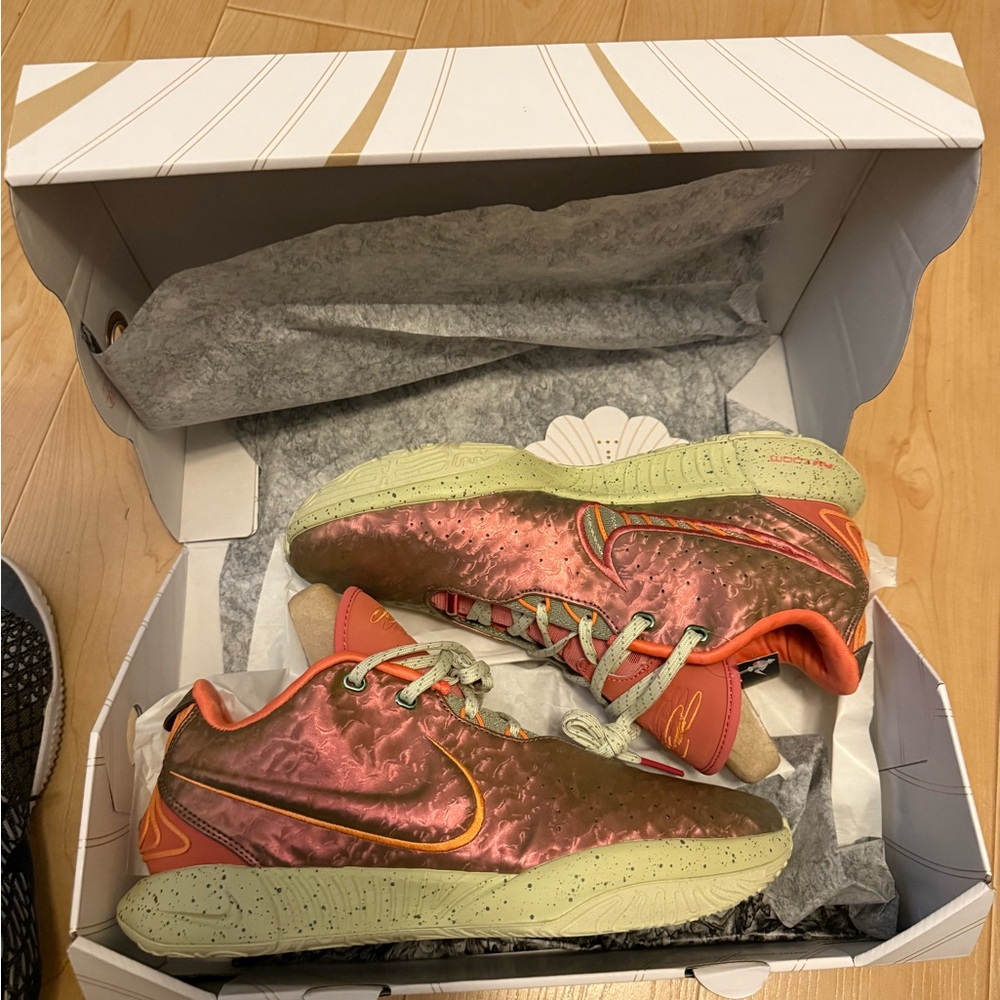 Metallic Pink and Green Sneakers